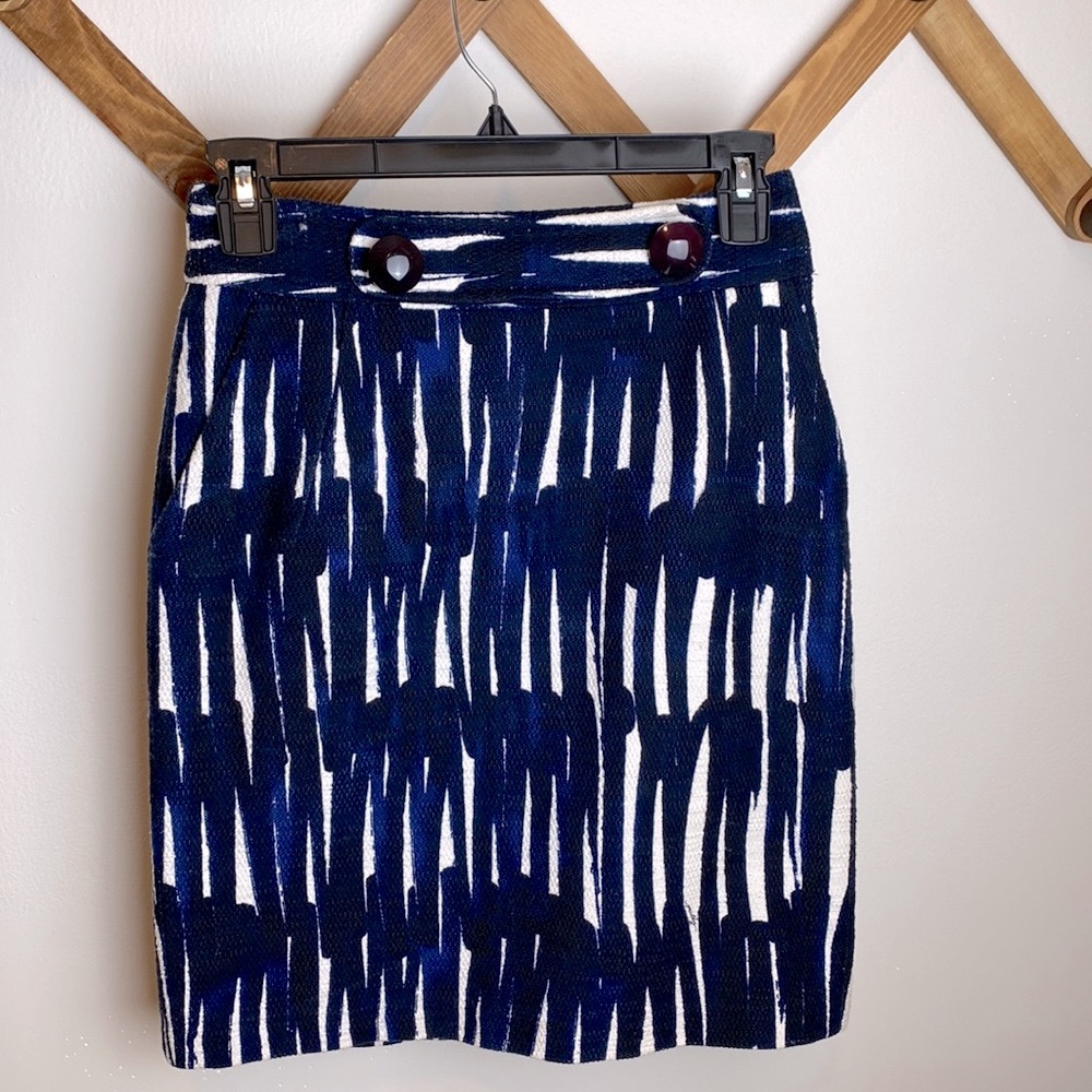 Milly of New York Double Button Blue/White Skirt Sz 2